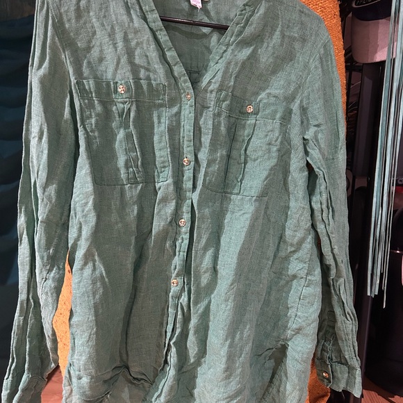 J. Jill Tops - J. Jill Green Linen Top